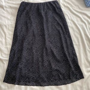 Midi black and white polka dot skirt